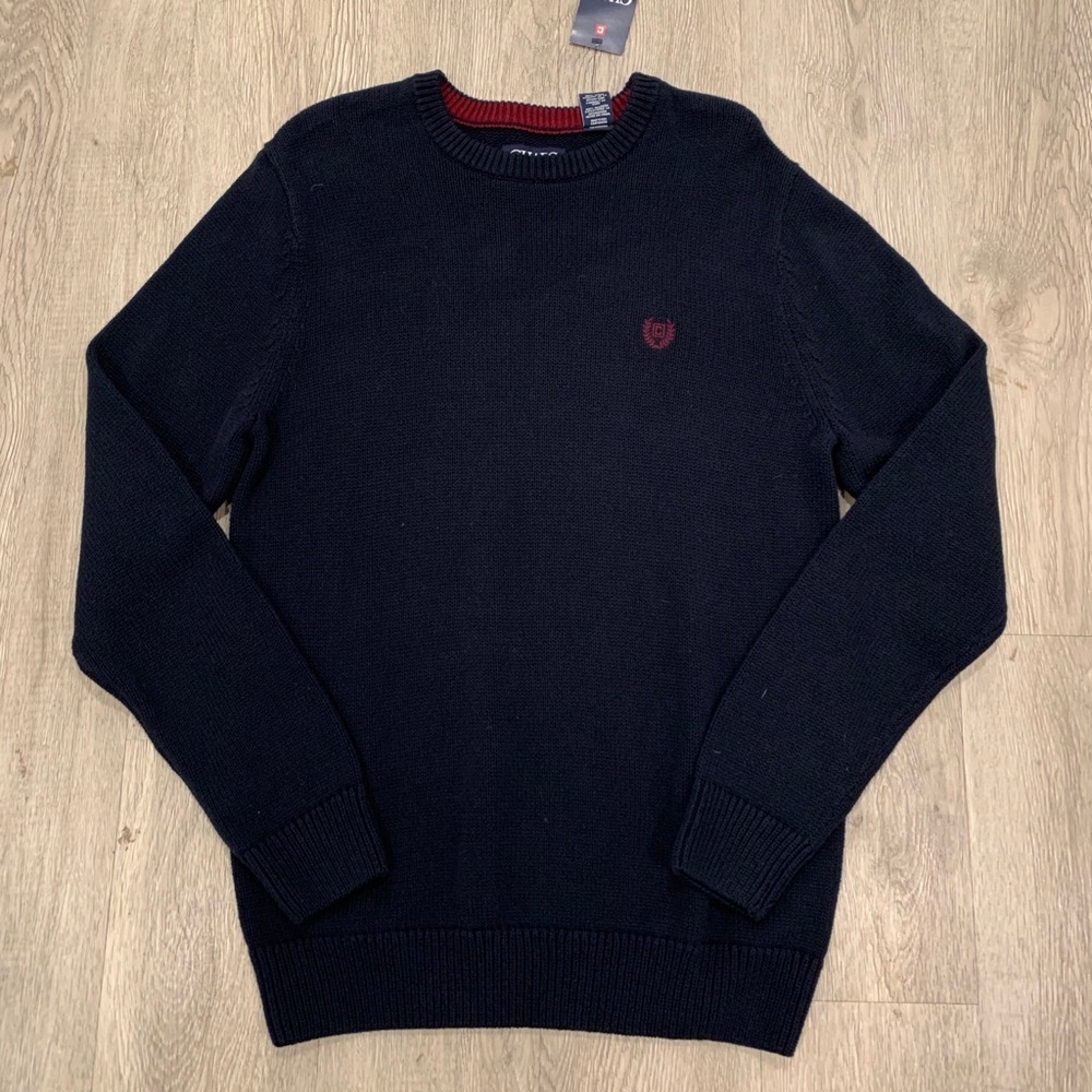 CHAPS Navy Crewneck Cotton Sweater Adult Small